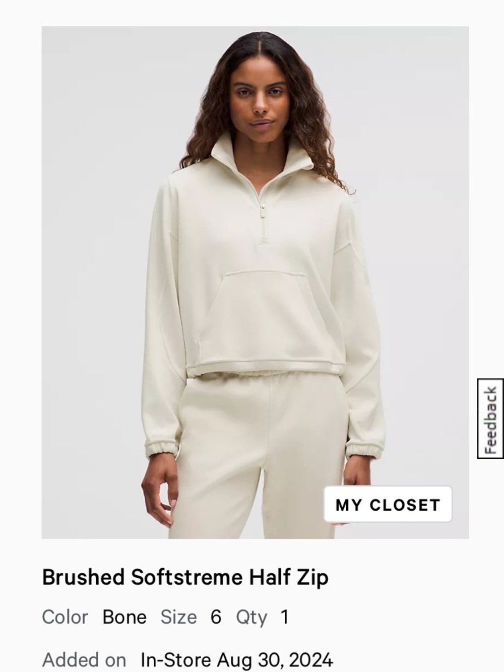 lululemon athletica Brushed Softstreme Half Zip - Bone/Cream